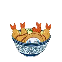 a cartoon of a girl eating a bowl of food