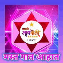 a colorful logo with a star and the number 119502 on it