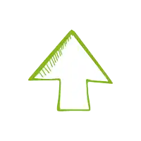 a green arrow pointing upwards with a white background