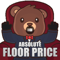 a teddy bear sitting in a chair with the words " absolute floor price "