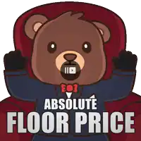 a teddy bear sitting in a chair with the words " absolute floor price "