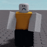 a roblox character with a sad face and a yellow shirt