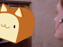 a cartoon drawing of a fox with the letter m on its face