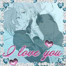 a picture of a man kissing another man with the words i love you
