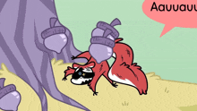 a cartoon drawing of a squirrel with a speech bubble that says aauuauu