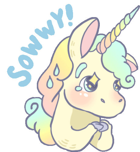 Tearful Unicorn Says Sowwy In English Sticker - Sarcastic Soda Cake Unicorn Sparkling Eyes Stickers