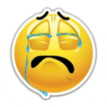 Crying #2, cry , emoji , crying , reaction , cursed , meme , gif , face ,  yellow , sad , miserable , melancholic , tear , tears , unhappy , down ,  depressed - GIF animado grátis - PicMix