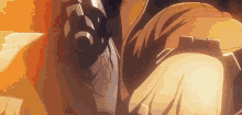 a close up of a person 's arm with a sword in it .