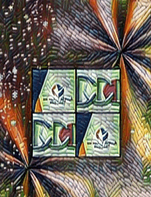 a painting of four squares with the letters cc on them