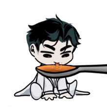 a cartoon drawing of a man sitting down with a speech bubble coming out of his mouth