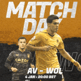 an advertisement for a soccer match between av and wolves