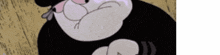 a close up of a cartoon character 's face with a sad look on his face .