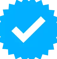 a blue circle with a white check mark in it
