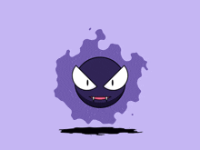 a cartoon drawing of a purple monster with white eyes and teeth