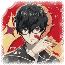 a drawing of a boy with the name ren de kita
