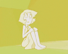 a cartoon character is sitting on the ground with her eyes closed and her legs crossed .