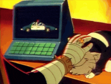 a police car is on the screen of a computer