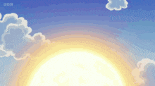 a cartoon drawing of a rainbow in the sky