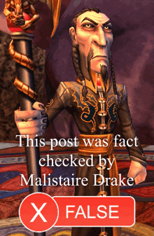 an x false button is next to a cartoon character in a game