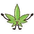 a marijuana leaf with arms and legs and a face on it .