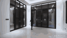 a room with a lot of windows and the words made in animotica