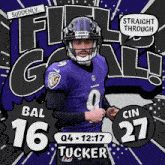 an advertisement for baltimore ravens football player bal tucker