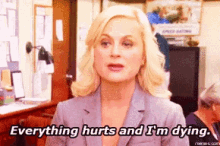 Dying Parks And Rec GIF - Dying Parks And Rec Everything Hurts GIFs