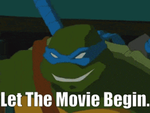 a cartoon says let the movie begin in front of a tv