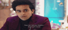 a man in a purple suit says " how can i tell you kaashti how much it hurts "