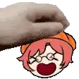 a cartoon girl with glasses is being scratched by a cat .