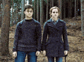 harry potter and hermione granger are standing in the woods