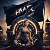 a poster for bwr black white rock with a woman holding a bow and arrow