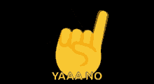 a yellow hand is making a rock sign with its fingers .