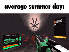 a screenshot of a video game with the words average summer day above it