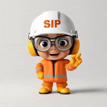a cartoon character wearing a sip hard hat