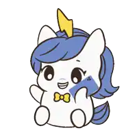 a cartoon of a unicorn with blue hair and a lightning bolt on her head