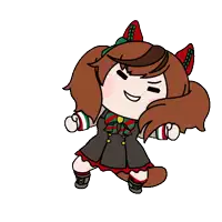 a cartoon drawing of a girl with brown hair and ears