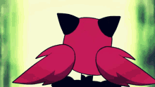 a cartoon of a red owl with black ears and wings