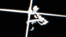 a silhouette of a person is surrounded by blue lightning