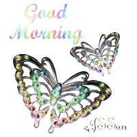 a colorful butterfly with the words good morning written above it