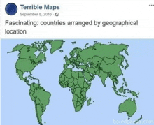 a picture of a map of the world arranged by geographical location .