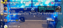 a screen shot of a video game with the words rolling into monday from the weekend like