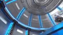 looking up at the ceiling of a space ship