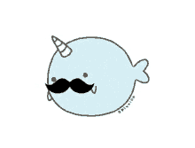 mustache narwhale mustache cute horn hairy