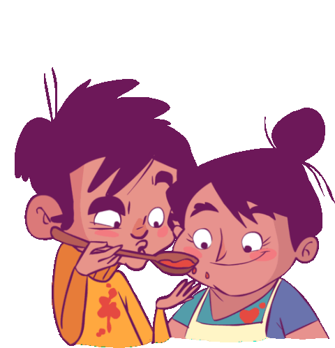 Boy And Girl Cooking Sticker - Luluand Jazz Too Hot Careful Stickers