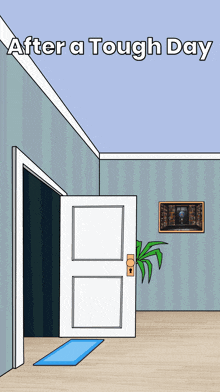 a drawing of a room with the words after a tough day