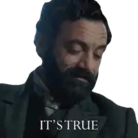 a man with a beard has the words it 's true on his face