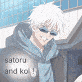 a picture of a person with the words satoru and kol