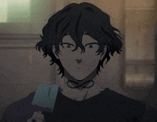 a person with a choker around their neck is holding a blue popsicle