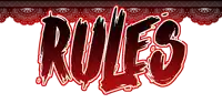 the word rules is written in red and black on a white background
